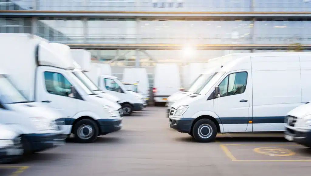 White long wheelbase courier vans ready for hire in Kent, ideal for delivery companies needing flexible fleet support.