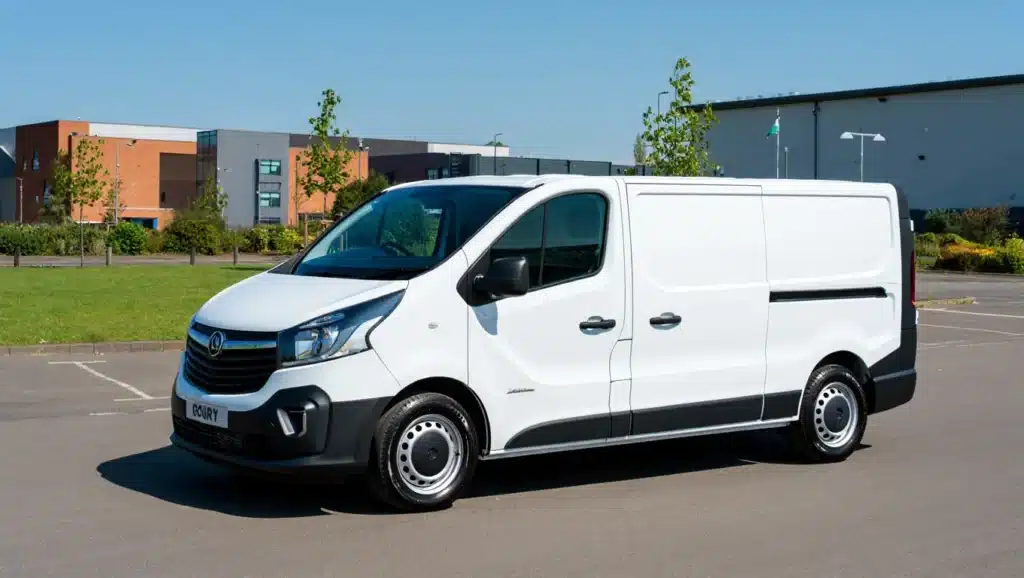 White hire van parked on Medway City Estate in Kent, representing Hire2You’s local van hire service in Medway.