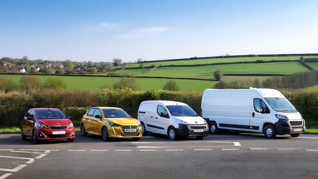 Peugeot car and van hire fleet in Kent including Peugeot 108, 208, Expert and Boxer vans