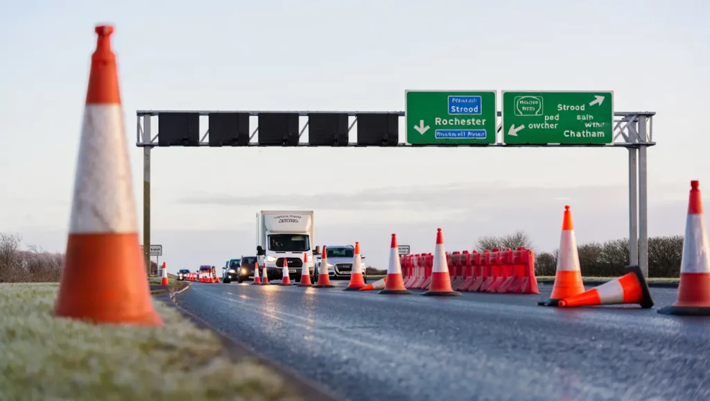 February traffic and roadworks on a major Kent road near Medway affecting drivers and commuters