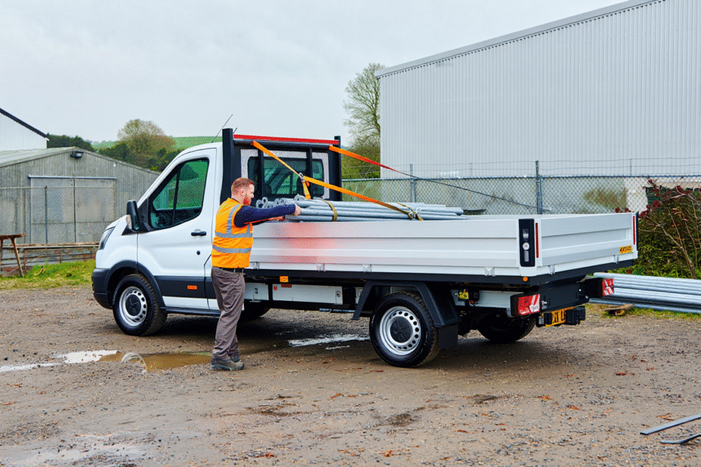 Man loading up a hired flatbed tipper truck from kent